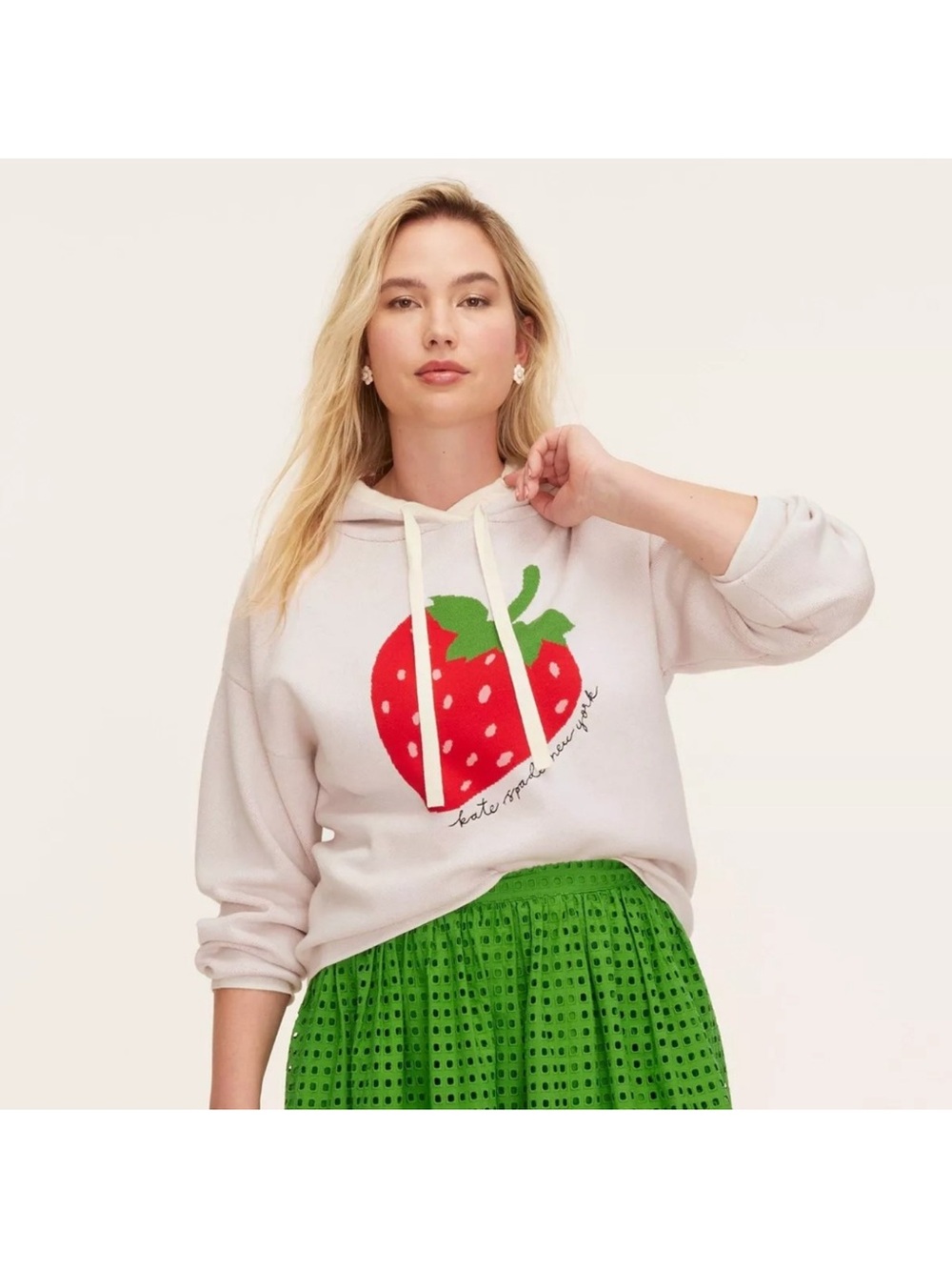Kate Spade x Target Strawberry Hooded Sweatshirt Cream Long Sleeve XL NWT